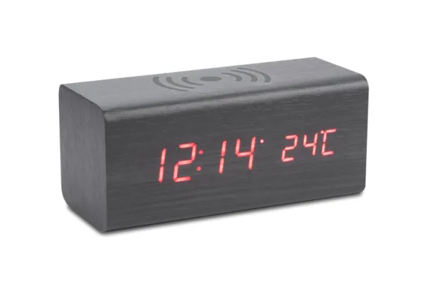 CORNELL Desk clock with wireless charger Crna