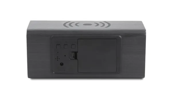 CORNELL Desk clock with wireless charger Crna