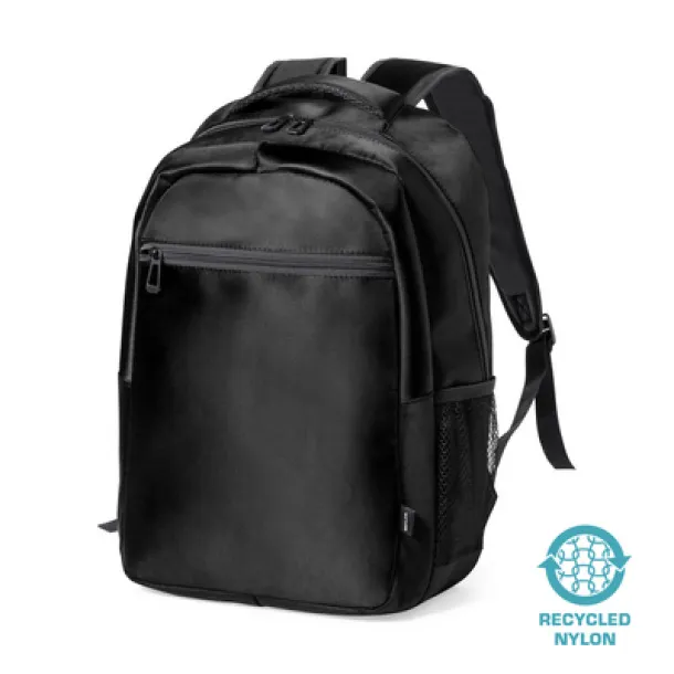  Recycled nylon laptop backpack 15" black