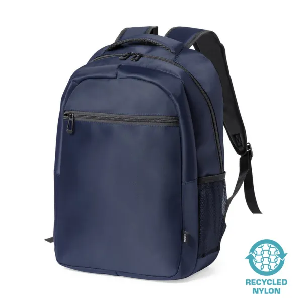  Recycled nylon laptop backpack 15" navy blue