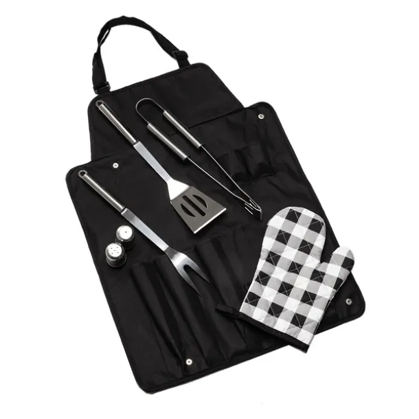 STEAKOUT set for barbecue with apron Black