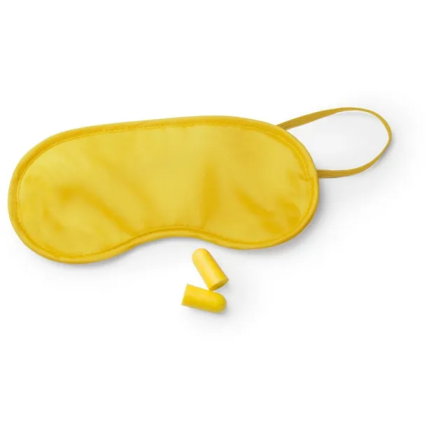  Travel set, eye mask, ear plugs yellow