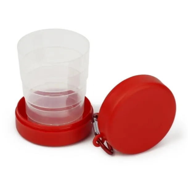  Foldable travel mug 220 ml with carabiner Crvena
