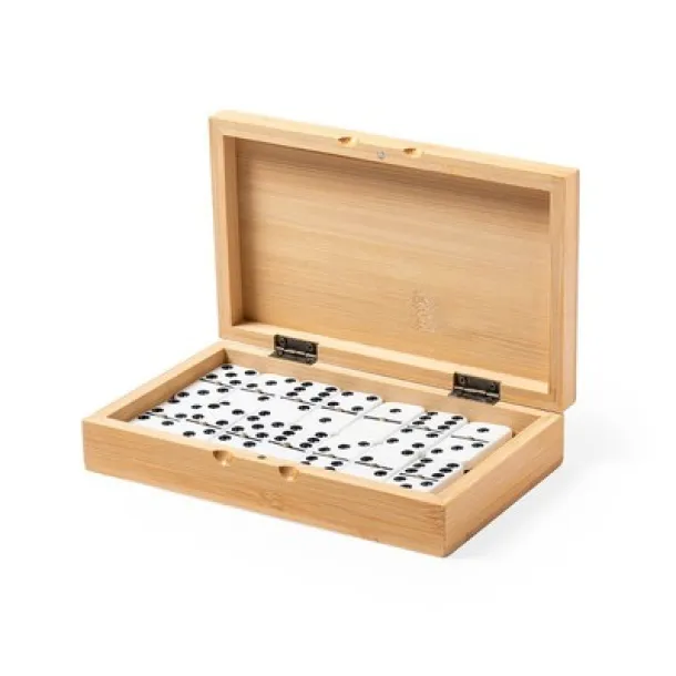  Domino game in bamboo box light brown