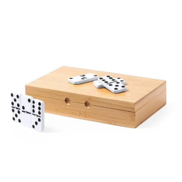  Domino game in bamboo box light brown