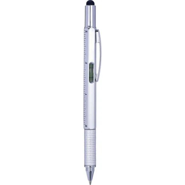  Multifunctional ball pen, touch pen, ruler, spirit level Srebrna