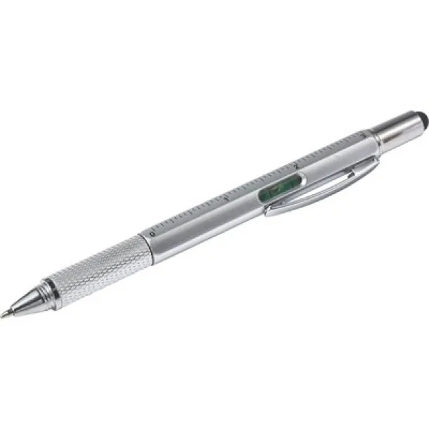  Multifunctional ball pen, touch pen, ruler, spirit level Srebrna