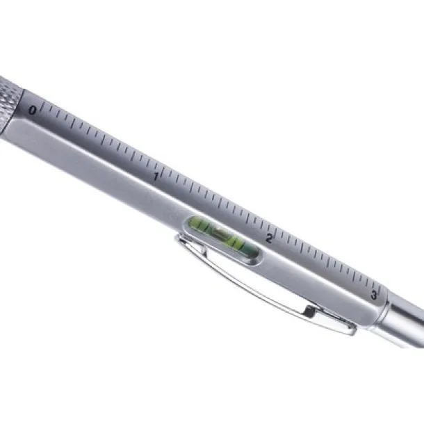  Multifunctional ball pen, touch pen, ruler, spirit level silver