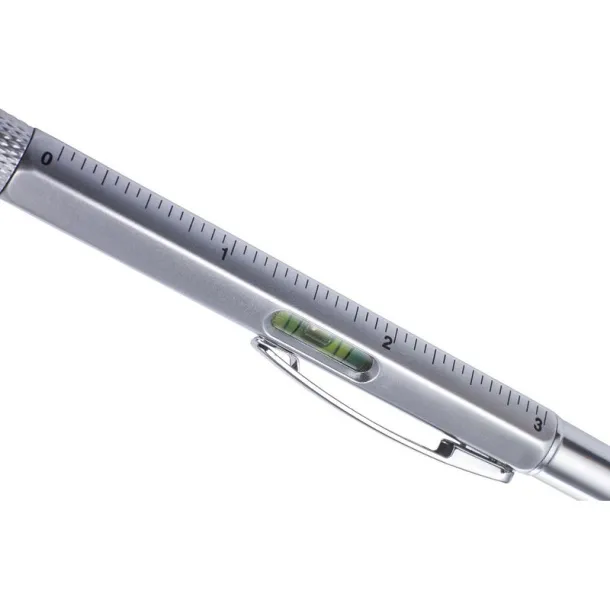  Multifunctional ball pen, touch pen, ruler, spirit level silver