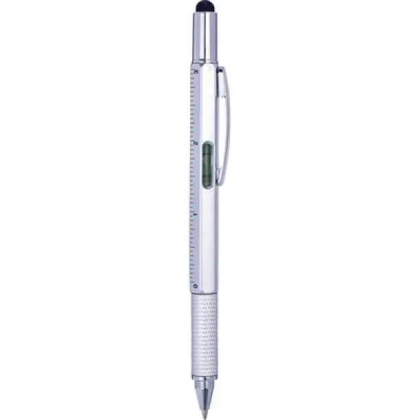  Multifunctional ball pen, touch pen, ruler, spirit level silver