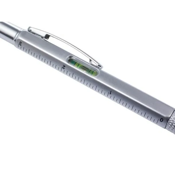  Multifunctional ball pen, touch pen, ruler, spirit level silver