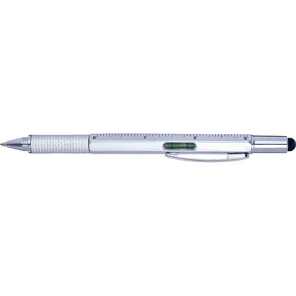  Multifunctional ball pen, touch pen, ruler, spirit level silver