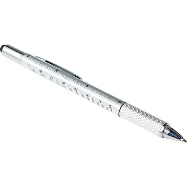  Multifunctional ball pen, touch pen, ruler, spirit level silver