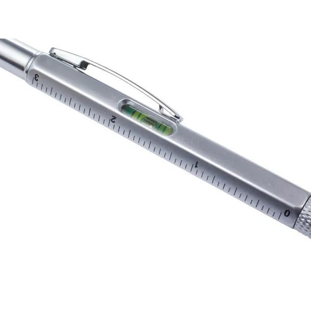  Multifunctional ball pen, touch pen, ruler, spirit level silver