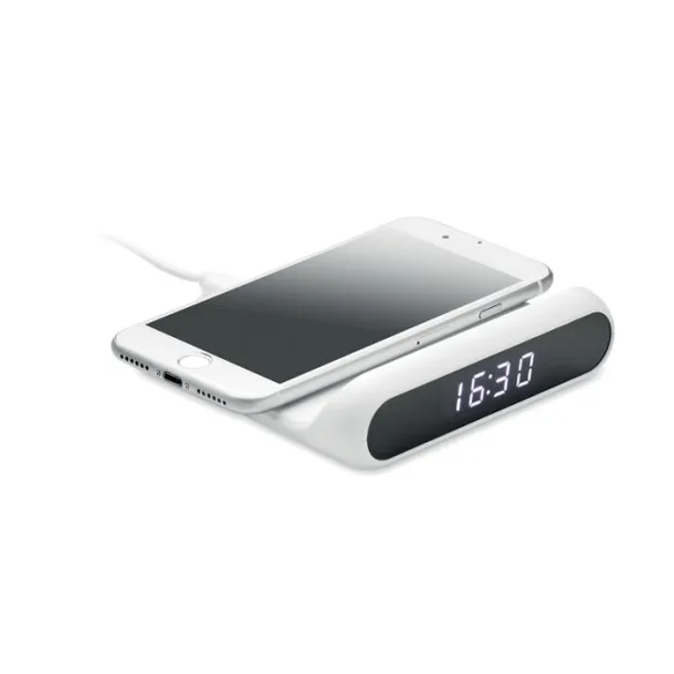 MASSITU Wireless charger and LED clock White