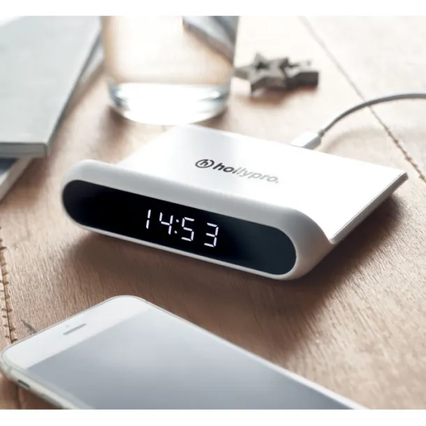 MASSITU Wireless charger and LED clock White