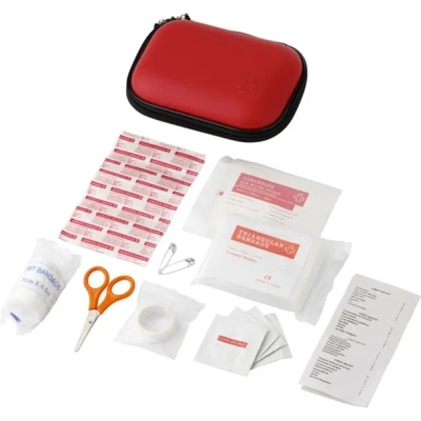  First aid kit in pouch, 16 pcs red