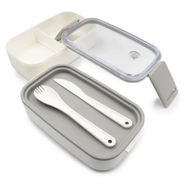  Lunch boxes 2 pcs, 2x700 ml, cutlery white