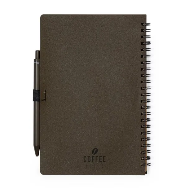  Coffee fibre notebook A5 with ball pen brown