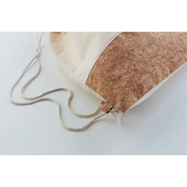 ILLA Drawstring bag cork details Beige