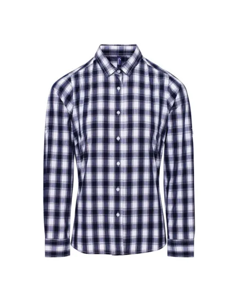  'MULLIGAN' CHECK - WOMEN'S LONG SLEEVE COTTON SHIRT - Premier White Navy