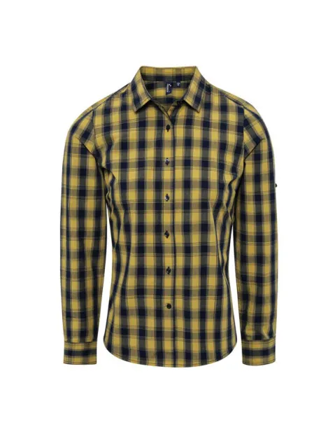  'MULLIGAN' CHECK - WOMEN'S LONG SLEEVE COTTON SHIRT - Premier Camel Navy