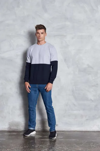 COLOUR BLOCK SWEAT - Just Hoods Heather Grey Black