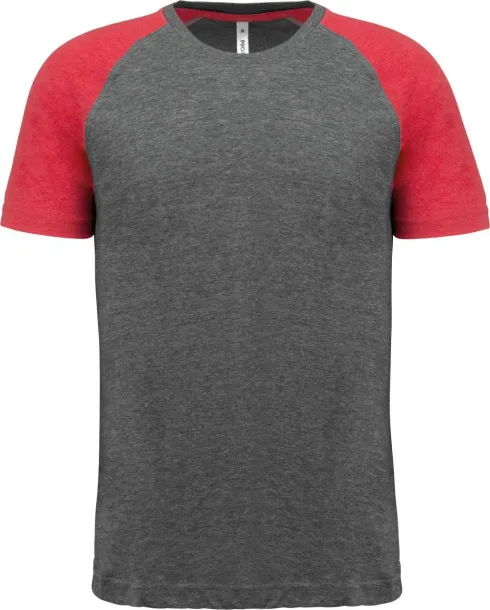  ADULT TRIBLEND TWO-TONE SPORTS SHORT-SLEEVED T-SHIRT - Proact Grey Heather Sporty Red