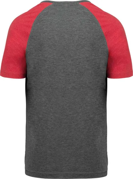  ADULT TRIBLEND TWO-TONE SPORTS SHORT-SLEEVED T-SHIRT - Proact Grey Heather Sporty Red