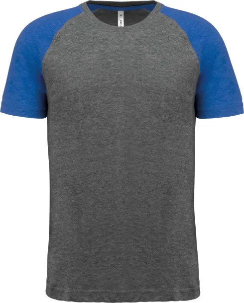  ADULT TRIBLEND TWO-TONE SPORTS SHORT-SLEEVED T-SHIRT - Proact Grey Heather Sporty Royal Blue