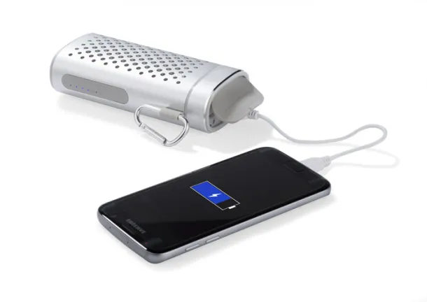 SOUND Wireless speaker with power bank  4000 mAh srebrny