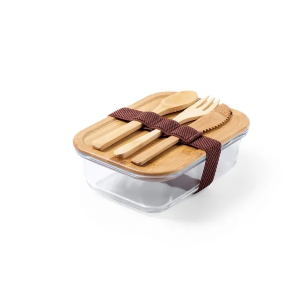  Glass lunch box 700 ml, bamboo lid and cutlery neutral