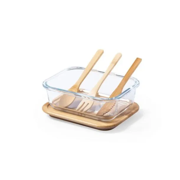  Glass lunch box 700 ml, bamboo lid and cutlery neutral