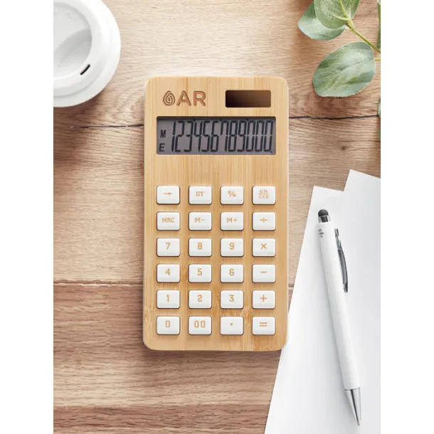 CALCUBIM 12 digit calculator w/ bamboo Wood