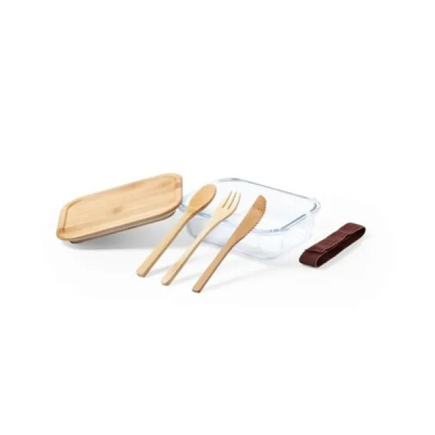  Glass lunch box 700 ml, bamboo lid and cutlery neutral