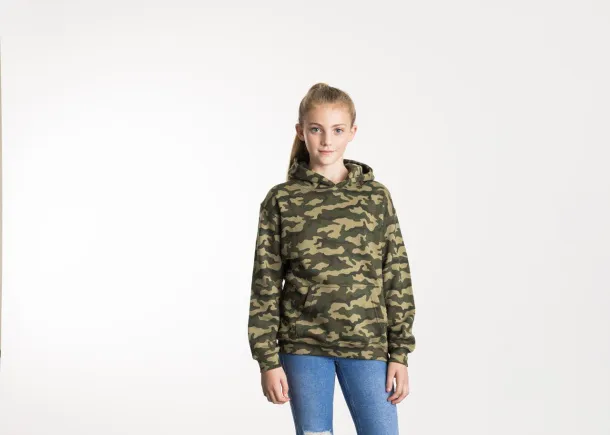  Dječji kamuflažni hoodie, 280 g/m2 - Just Hoods Crna