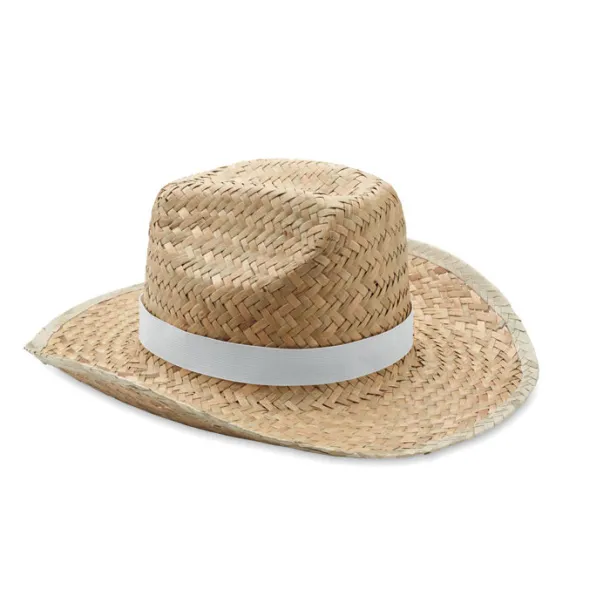 TEXAS Natural straw cowboy hat White