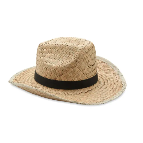 TEXAS Natural straw cowboy hat Black