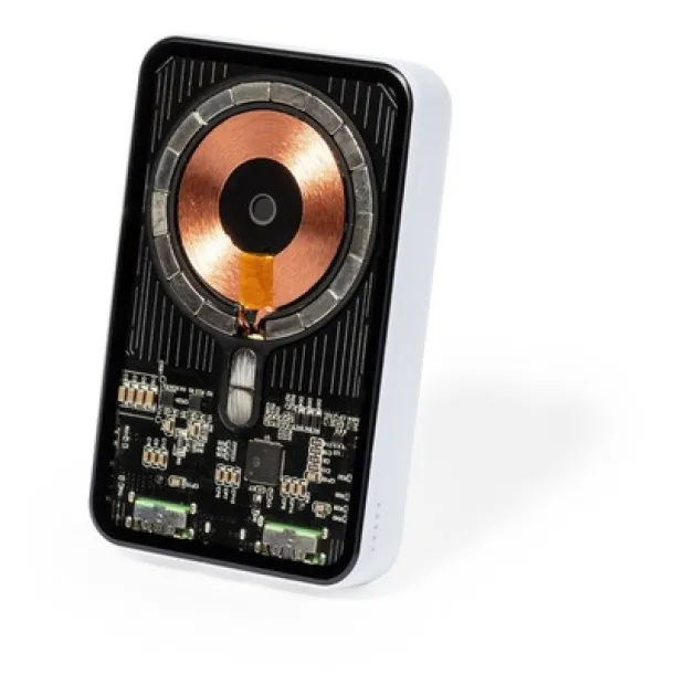  Magnetni bežični power bank 5000 mAh, bežični punjač 15W Bijela