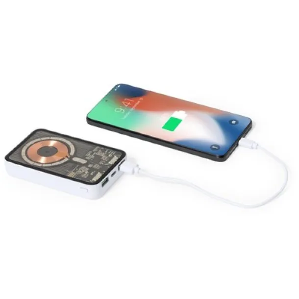  Magnetic wireless power bank 5000 mAh, wireless charger 15W Bijela