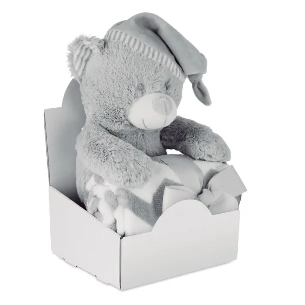 OSSET Large teddy bear with blanket Grey