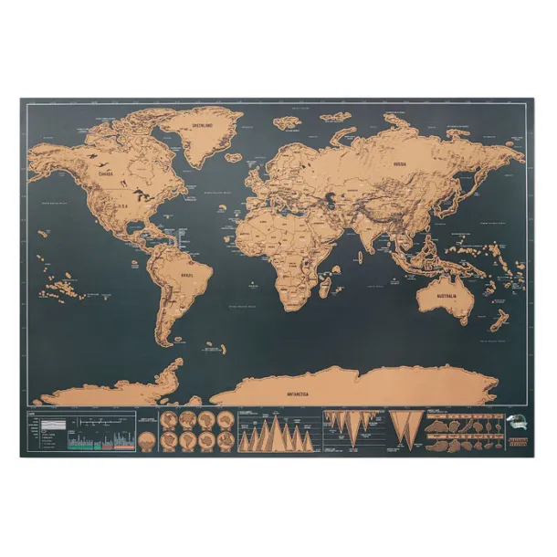 BEEN THERE Scratch world map 42x30cm Beige