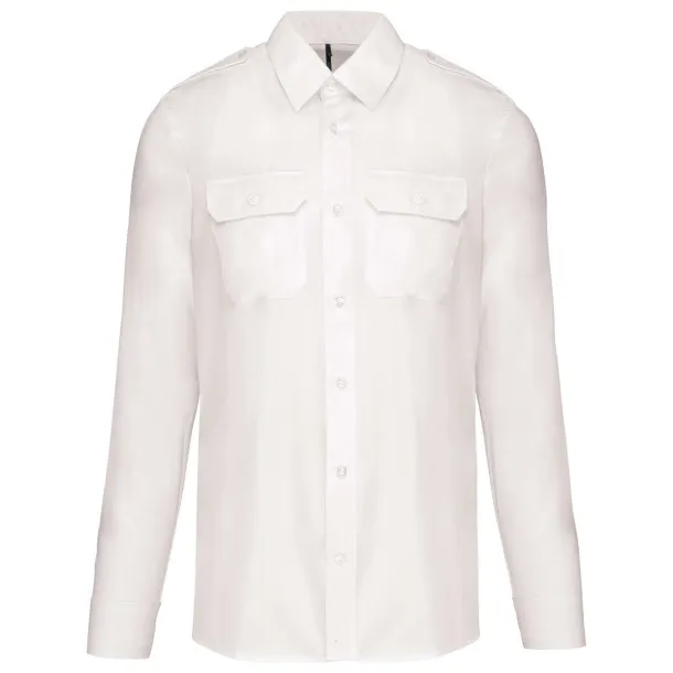  MEN'S LONG-SLEEVED PILOT SHIRT - Kariban White