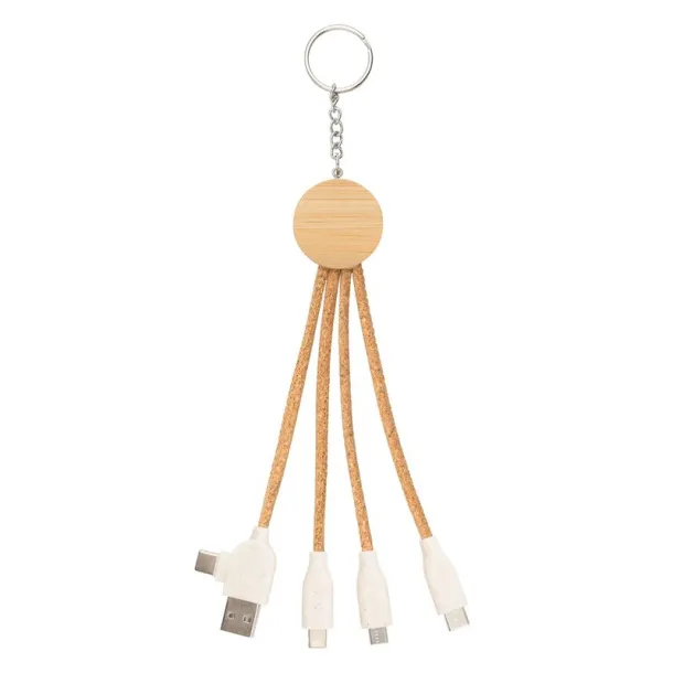 Antez Cork charging cable B'RIGHT, bamboo element, keyring neutral