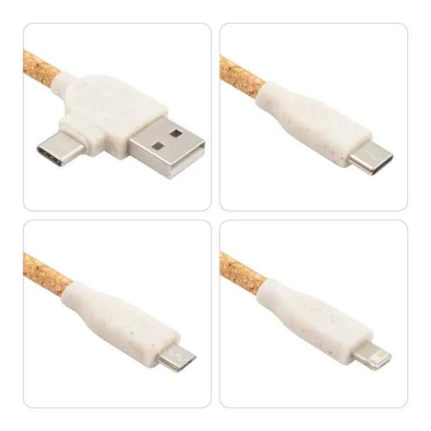 Antez Cork charging cable B'RIGHT, bamboo element, keyring neutral