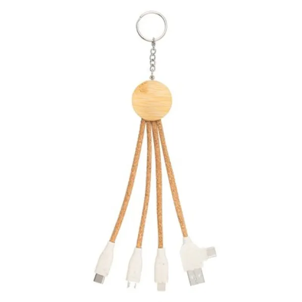 Antez Cork charging cable B'RIGHT, bamboo element, keyring neutral