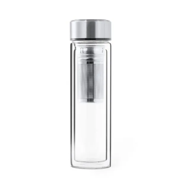  Glass vacuum flask 300 ml with touch digital beverage temperature display and sieve stopping dregs neutral