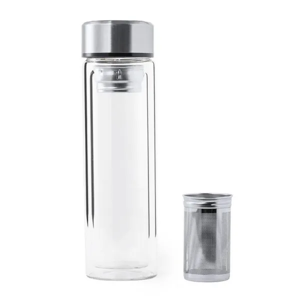  Glass vacuum flask 300 ml with touch digital beverage temperature display and sieve stopping dregs neutral