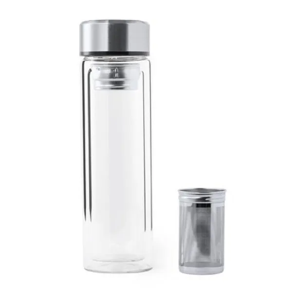  Glass vacuum flask 300 ml with touch digital beverage temperature display and sieve stopping dregs neutral