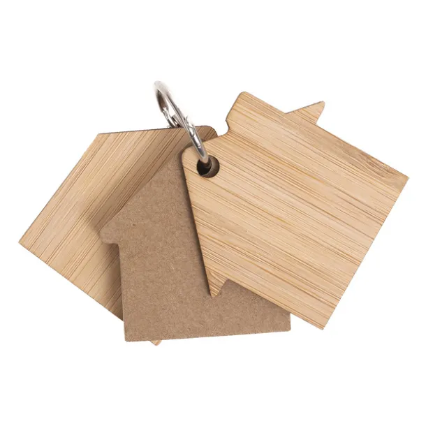 HOMELAND bamboo keychain with memo cards Beige